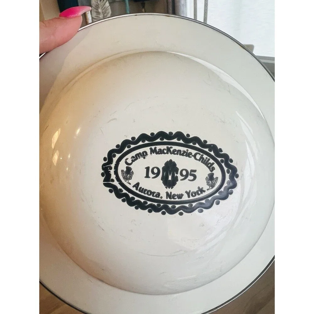 Mackenzie Childs V&R Enamelware Enamel Floral Rose 7.5” Bowl Set Of 4